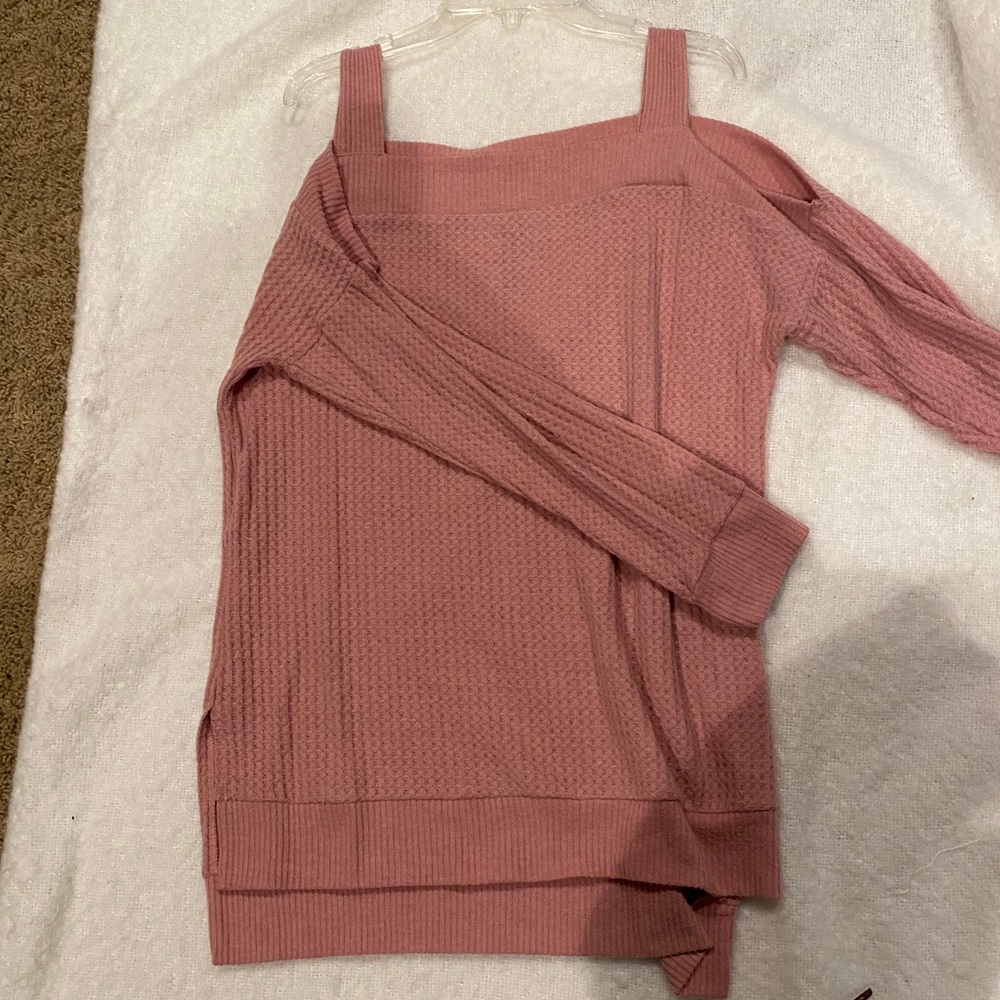 Design Lab Open Shoulder Waffle Knit Sweater - image 1